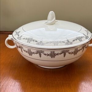 Elegant Vintage Taylor Smith Cream and Gray Soup Tureen